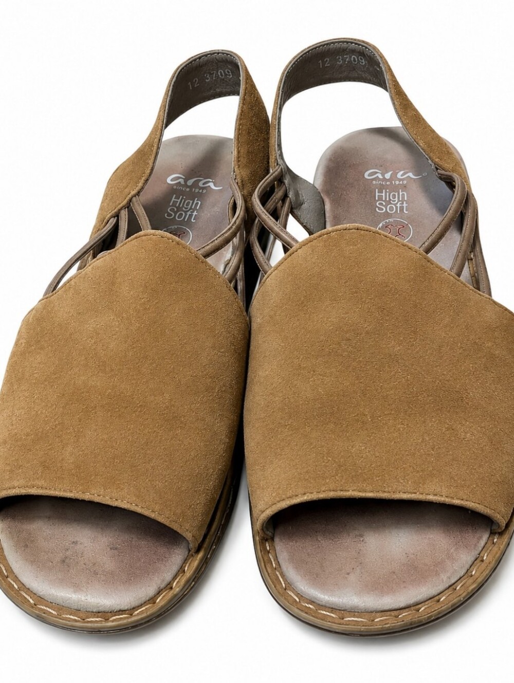 Ara High Soft Women’s EU 40 US 9 Brown Suede Slingback Comfort Sandals